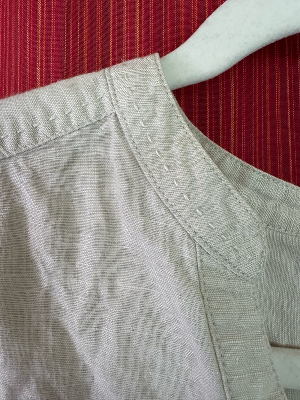 Eddie Bauer Natural Ivory Linen 1/2 button 3/4 Sleeve Tunic Shirt Size Medium - Picture 4 of 10